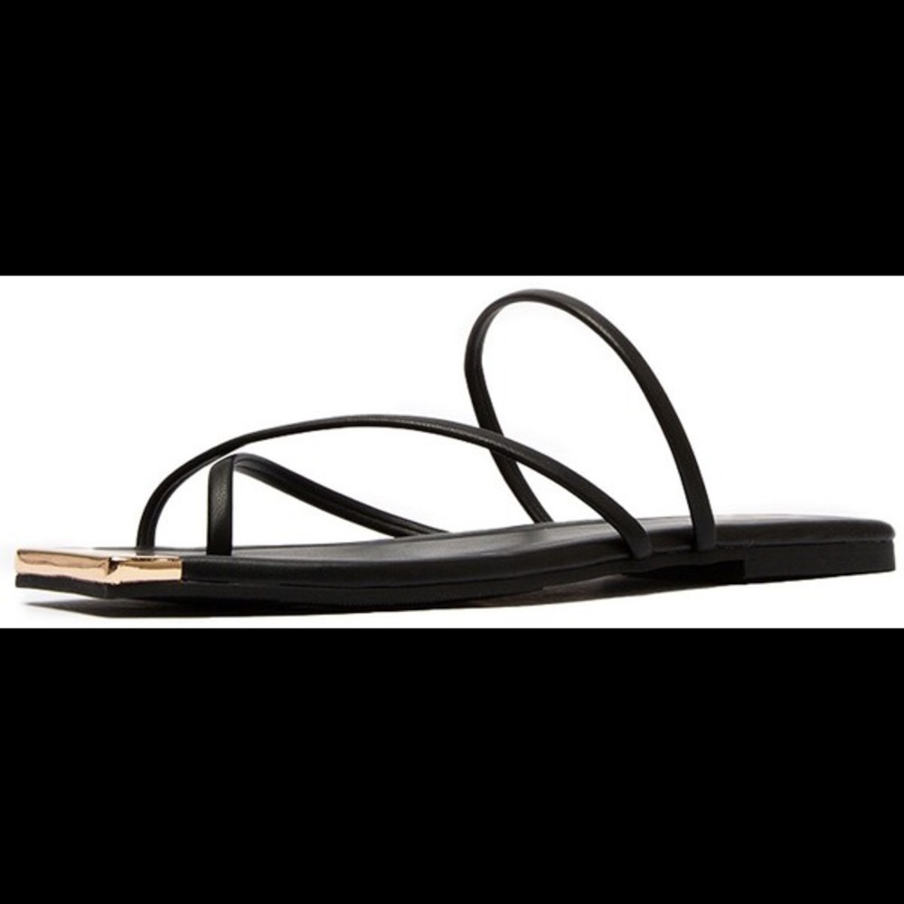 WOMENS METALLIC SQUARE TOE FLAT SLIDES